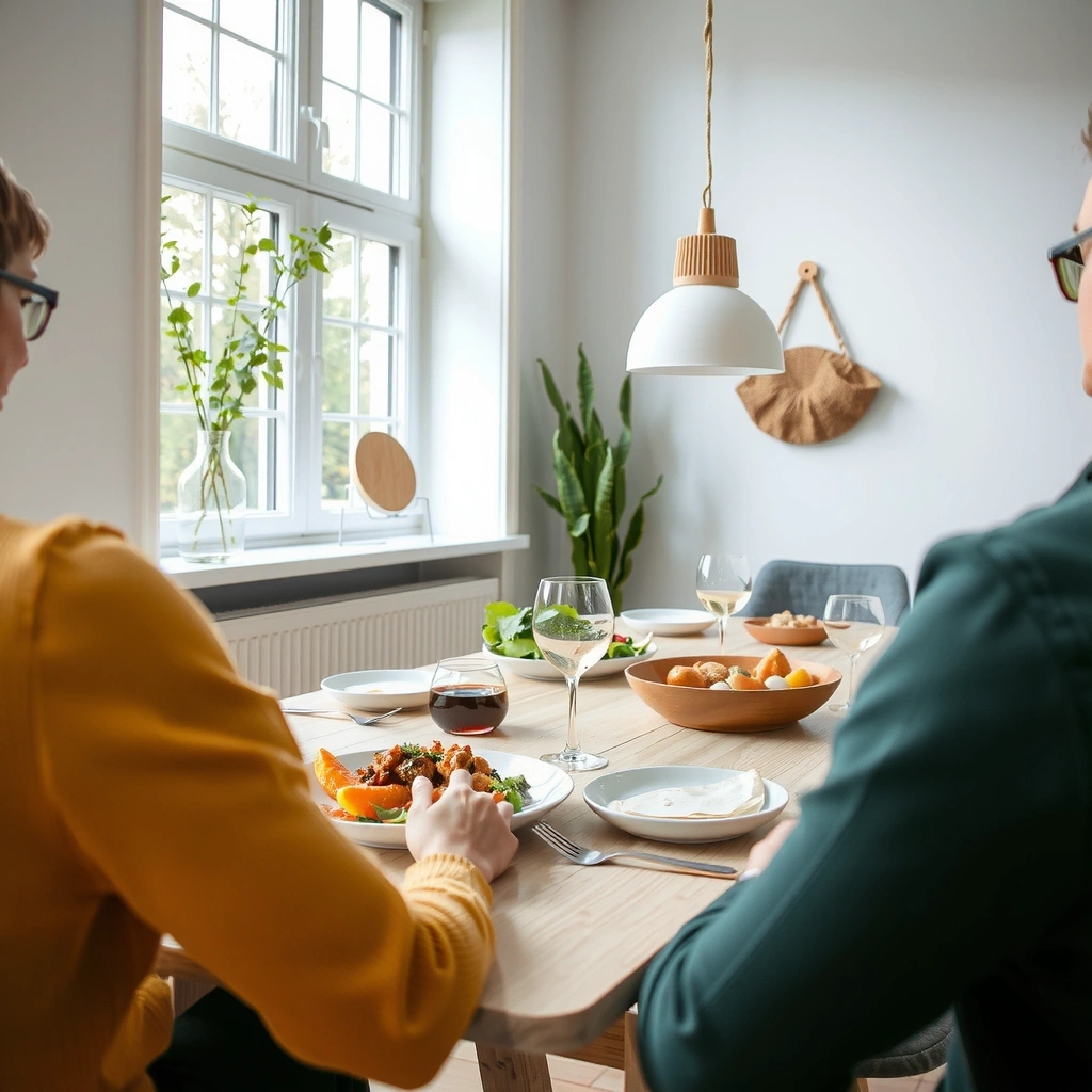 Belegschaft beim gemeinsamen gesunden Mittagessen
